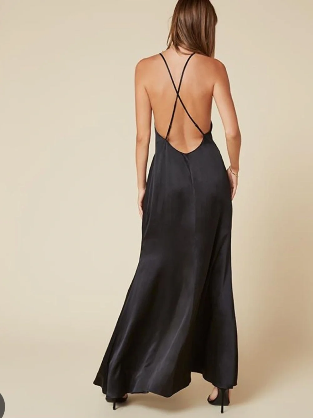Reformation Satin Slip Maxi Dress - Black